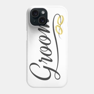 Elegant Groom with Gold Wedding Rings Calligraphy Phone Case