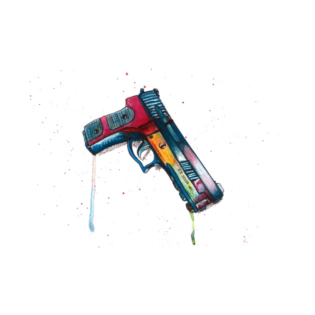 Watercolor Sig Sauer gun - make color not war by Agras