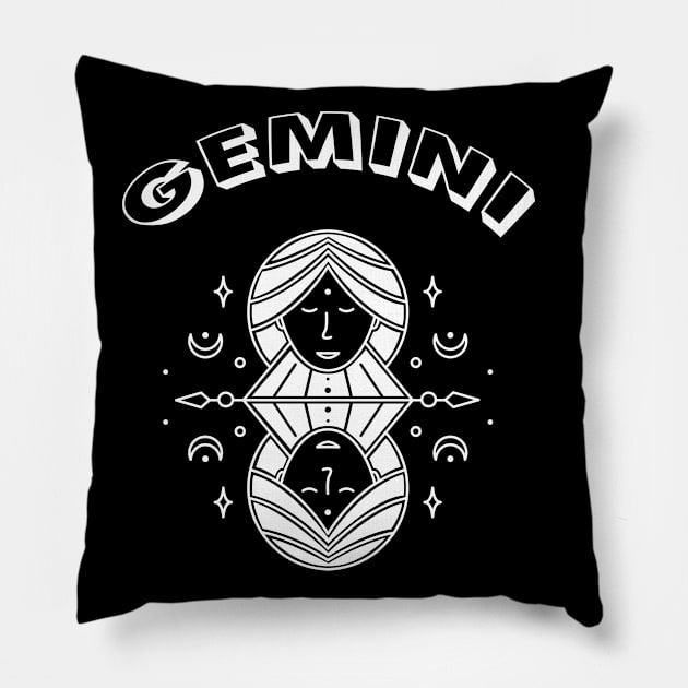 Gemini Zodiac Sign Pillow by GPrez Designs