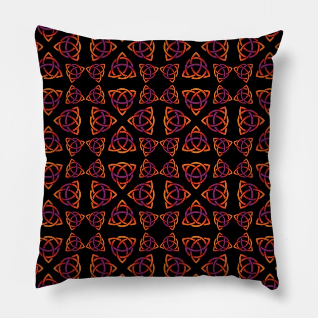 Orange and Purple Triquetra Pattern Cheeky Witch® Pillow by Cheeky Witch