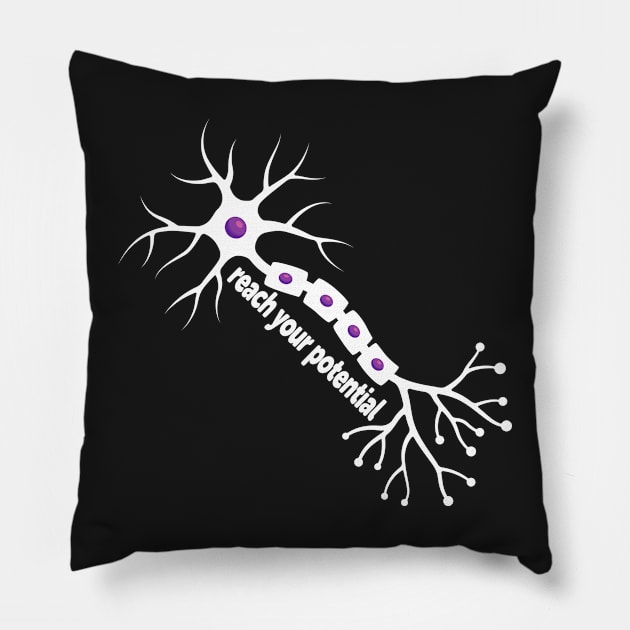 Reach Your Potential - Neuron Brain Motivation Pillow by ScienceCorner