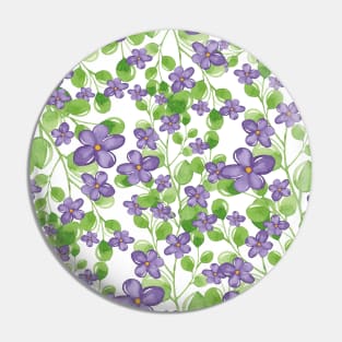 Purple Watercolor Wild Flower Pin