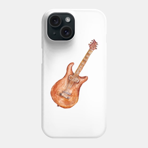 watercolor guitar Phone Case by lisenok