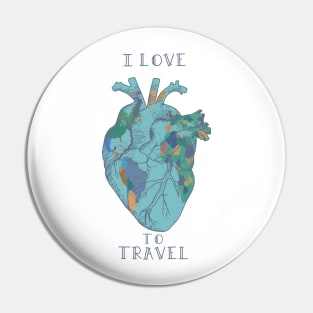 world map heart Pin