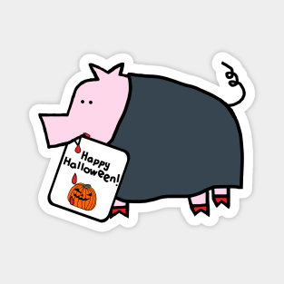 Vampire Horror Pig with Halloween Greeting Magnet