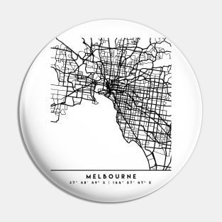 MELBOURNE AUSTRALIA BLACK CITY STREET MAP ART Pin