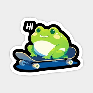 Hippity Hop, Hi! Cute Frog on a Skateboard Magnet