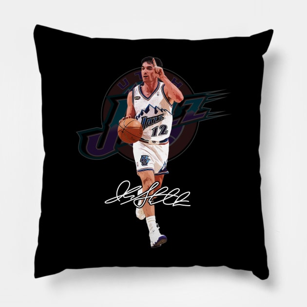 John Stockton Utah Basketball Legend Signature Vintage Retro 80s 90s Bootleg Rap Style Pillow by CarDE