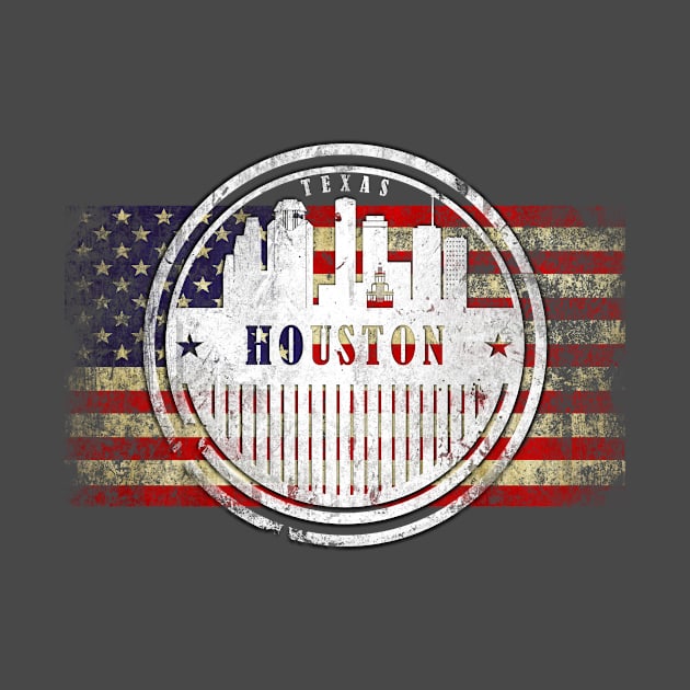 Houston stamp on background of the American flag by DimDom