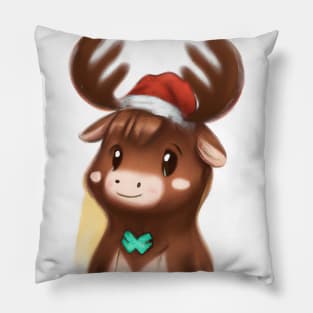 Cute Moose Drawing Pillow