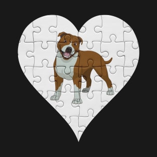 Staffordshire Bull Terrier Heart Jigsaw Pieces Design - Gift for Staffordshire Bull Terrier Lovers T-Shirt