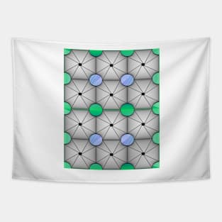 Graphic in grey with green and blue Tapestry