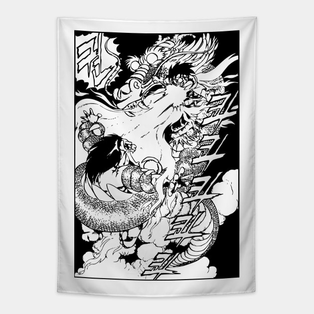 Street Fighter - Ryu vs. Blanka - Korean Manga Version Tapestry by retroworldkorea