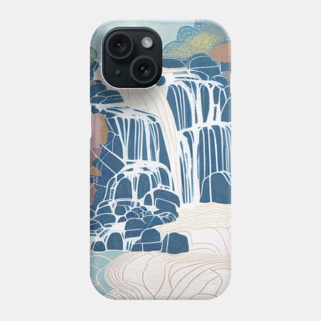 Waterfall Vintage Landscape Phone Case by Trippycollage