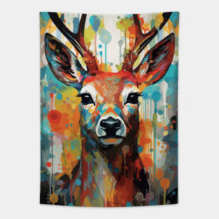 Deer Watercolor Painting Abstract Art Tapestry