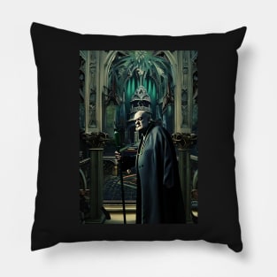 Aleister Crowley The Great Beast of Thelema in a Dark Magickal Palace Digital Art Pillow