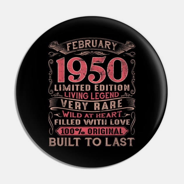 Vintage 70 Years Old February 1950 70th Birthday Gift Ideas T-Shirt Vintage 70 Years Old February 1950 70th Birthday Gift Ideas T-Shirt