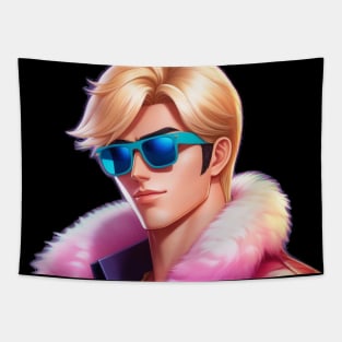 Ken Barbie Doll Fur Coat and Shades Tapestry