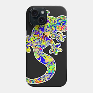 Colorful surreal psychedelic lizard king III Phone Case