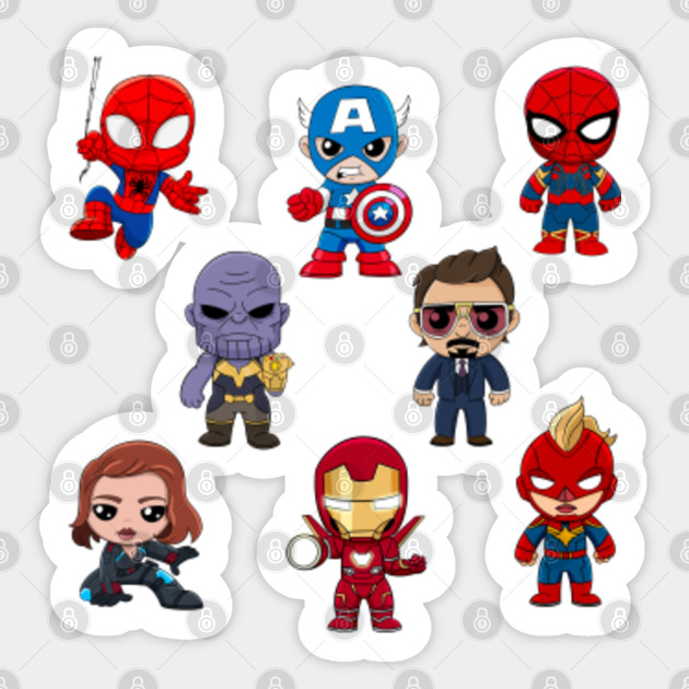 Favorite Superheros From Comics Chibi Marvel Characters Avengers Cartoon Captain America Ironman Spider Man Superheroes Marvel Sticker Teepublic