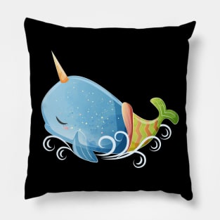 baby whale unicorn mermaid Pillow