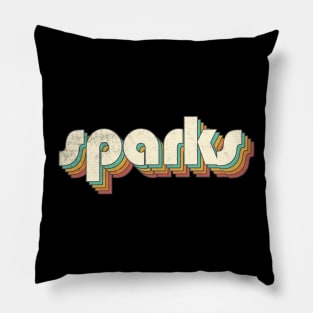 Vintage Sparks Rainbow Letters Distressed Style Pillow