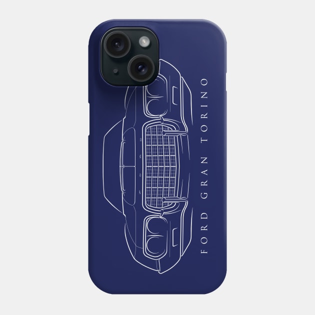 1972 Ford Gran Torino - front stencil, white Phone Case by mal_photography