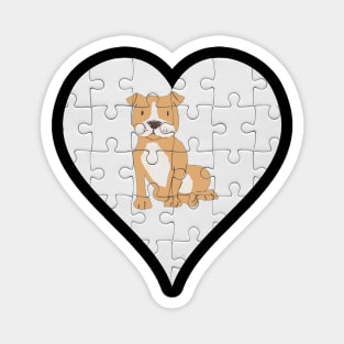 Staffordshire Bull Terrier Heart Jigsaw Pieces Design - Gift for Staffordshire Bull Terrier Brown Lovers Magnet