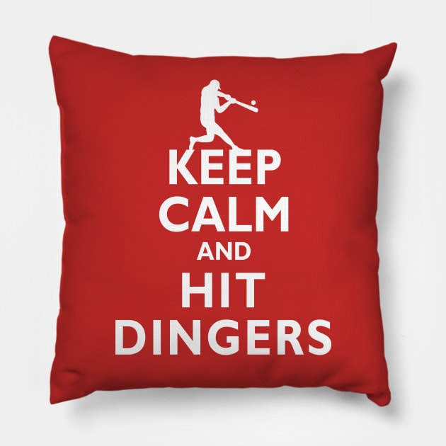 Keep Calm and Hit Dingers Baseball Softball Pillow by TeeCreations