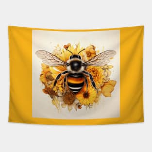 Friendly bee on flowers Tapestry