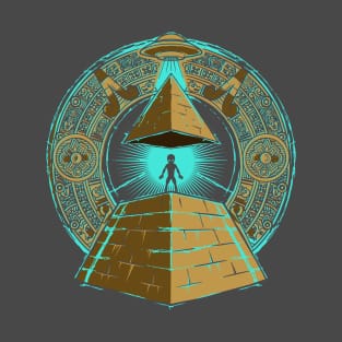 Alien UFO Egyptian Pyramids with Hieroglyphics Spacecore T-Shirt