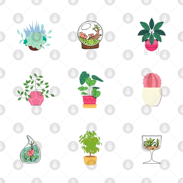 Plants And Succulents Design Sticker Pack by AishwaryaMathur