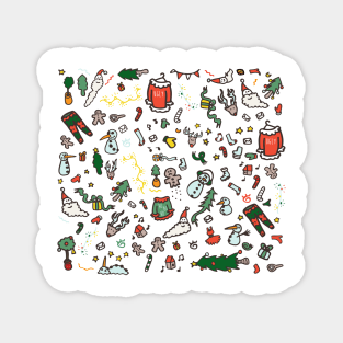 All Over Christmas Doodles Magnet