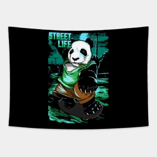 Panda, Skateboard, Skater, City, Halfpipe, Skating Tapestry