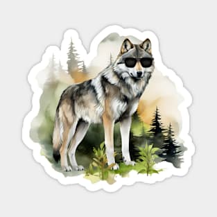 Watercolor Timber Wolf Magnet