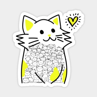 Cats Brighten Up My Heart (Yellow) Magnet