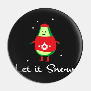 Funny winter snow avocado Pin