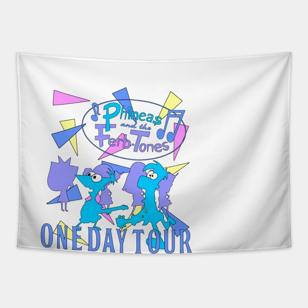 Phineas and the Ferb-Tones One Day Tour Tapestry by Couplethatgeekstogether