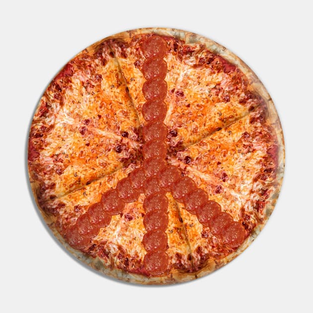 Peace Sign Pepperoni Pizza Pie Pin by Art by Deborah Camp