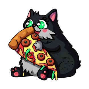 Fat cat eating pizza T-Shirt