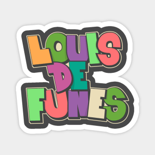 Louis de Funès Comic Typo Design - A Tribute to His Iconic Films Magnet