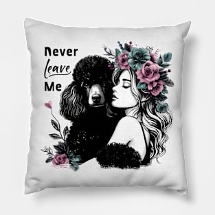 Woman Hugging Poodle With Flowers Pillow