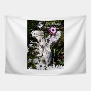 Your Angels Are Always With You Purple Floral - Inspirational Angel Quote Tapestry