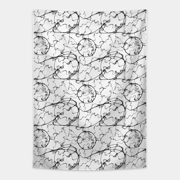 Black and White Funny Pattern Tapestry by ozav