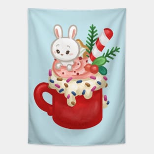 Bunny Christmas Drink Tapestry