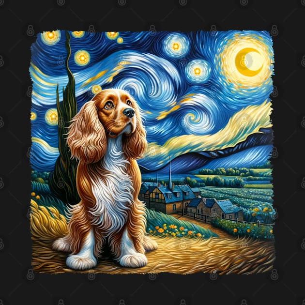 Starry Spaniel Dog Portrait - Pet Portrait by starry_night