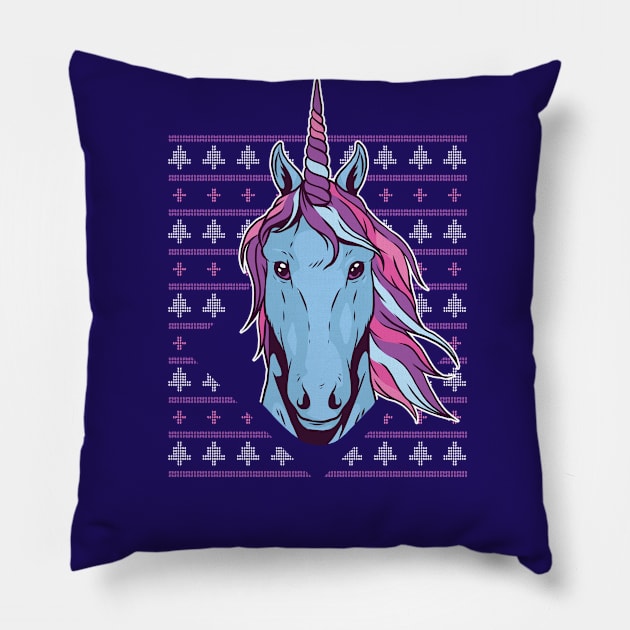 Unicorn Ugly Christmas Sweater Pillow by SLAG_Creative