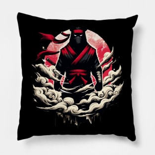 Cool Ninja Bear Japanese Retro Vintage Style Pillow