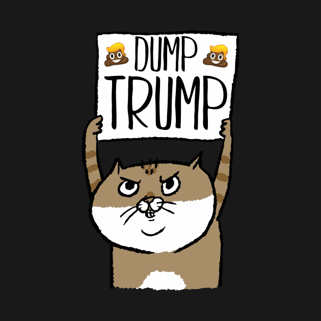 Funny Dump Trump Poop Emoticon Protest Cat by CrankyTees