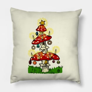 Vintage Fairy Mushroom Christmas Tree Pillow